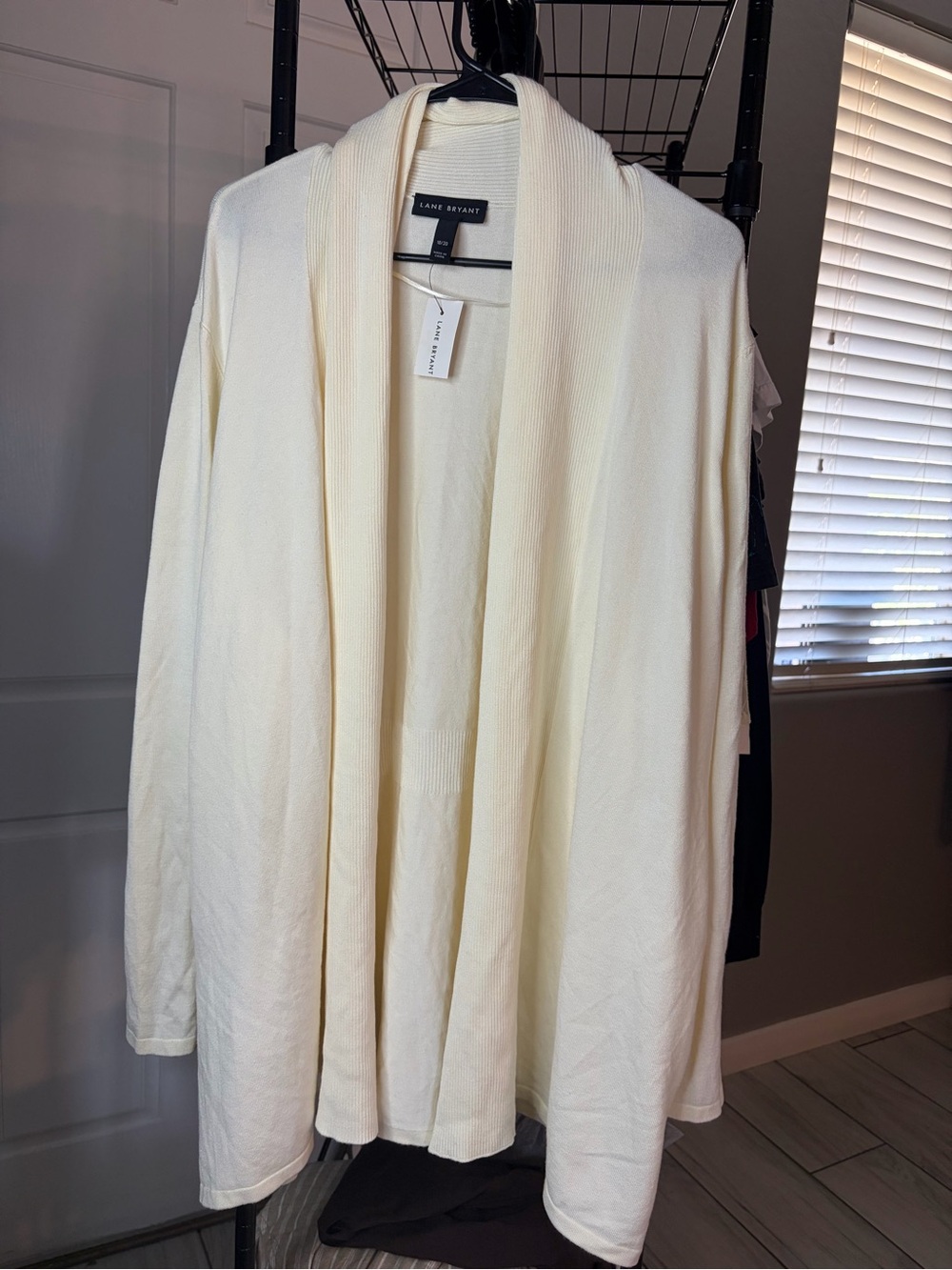 Lane Bryant Cream Open-Front Draped Cardigan